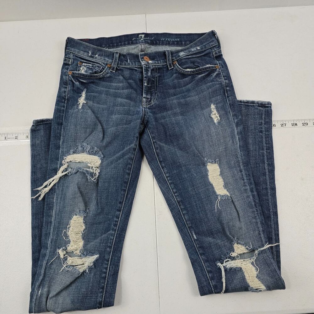 7 for all mankind roxanne jeans 28 blue slim‎ straight denim 5653